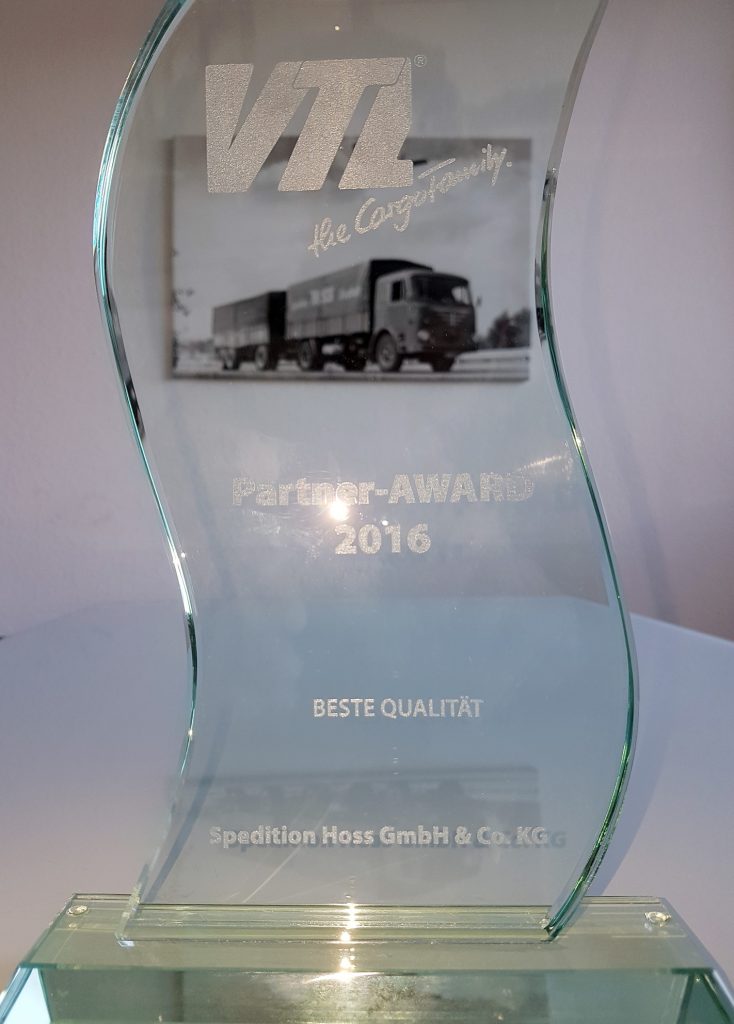VTL-Award „Beste Qualität“ geht an Spedition Hoss